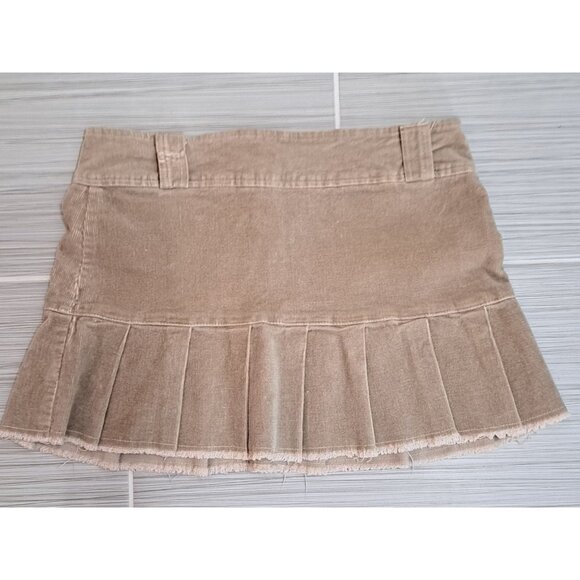 Y2K Corduroy Pleated Micro Mini Skirt Button Zip Small Schoolgirl Preppy Rue 21 - Picture 6 of 7